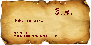 Beke Aranka névjegykártya